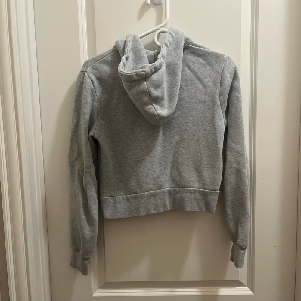 Brandy Melville Hoodie Womens One Size Gray Full Zip Cropped Athletic - Picture 3 of 5